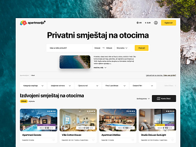 Apartmanija.hr — Region page apartments b2c landing page rentals ui ux vacation web design website