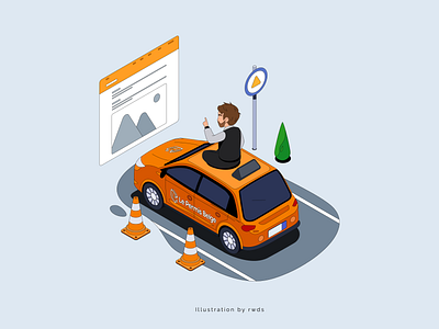 Car car illustration isometric road traffic