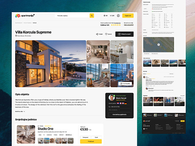 Apartmanija.hr — Rental page amenities apartments availability homepage landing page rentals ui ux vacation web design website
