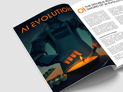 Drawing the Future: AI in Editorial Illustration ai article artificial cooking editorial evolution future horror human illustration machine magazine page publishing robot science tech