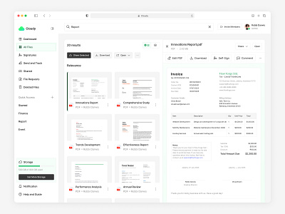 Cloudy - Cloud File Storage Webapp (Search File) cloud dashboard dashboard dashboard design document editor file management file manager file preview file storage grid view list view permission setting saas product saas ui search feature sign document signature app storage analytics storage app storage usage ui design